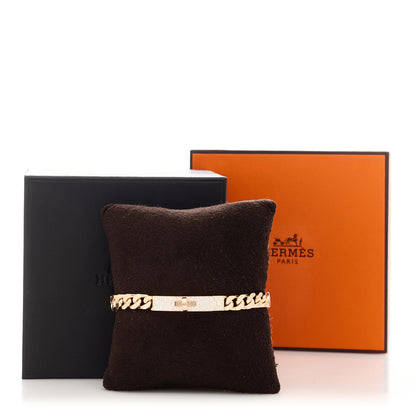 Hermes 18K Rose Gold Diamond PM Kelly Gourmette Bracelet ST 4 of 4