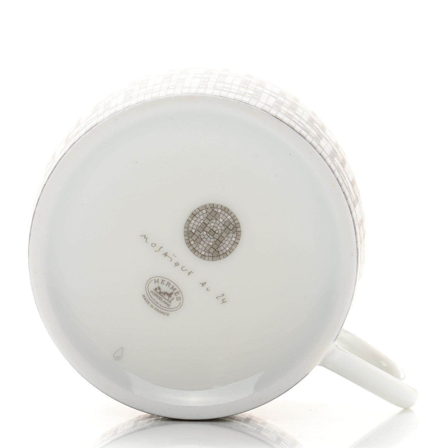 Hermes Porcelain Mosaique Au 24 Platine Tea Cup And Saucer Platinum 6 of 9