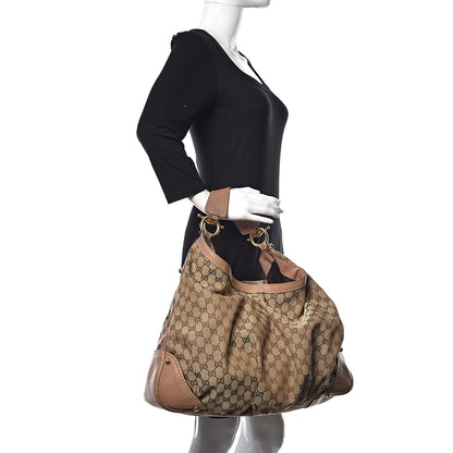 Gucci Monogram Large Jockey Hobo Beige 2 of 19