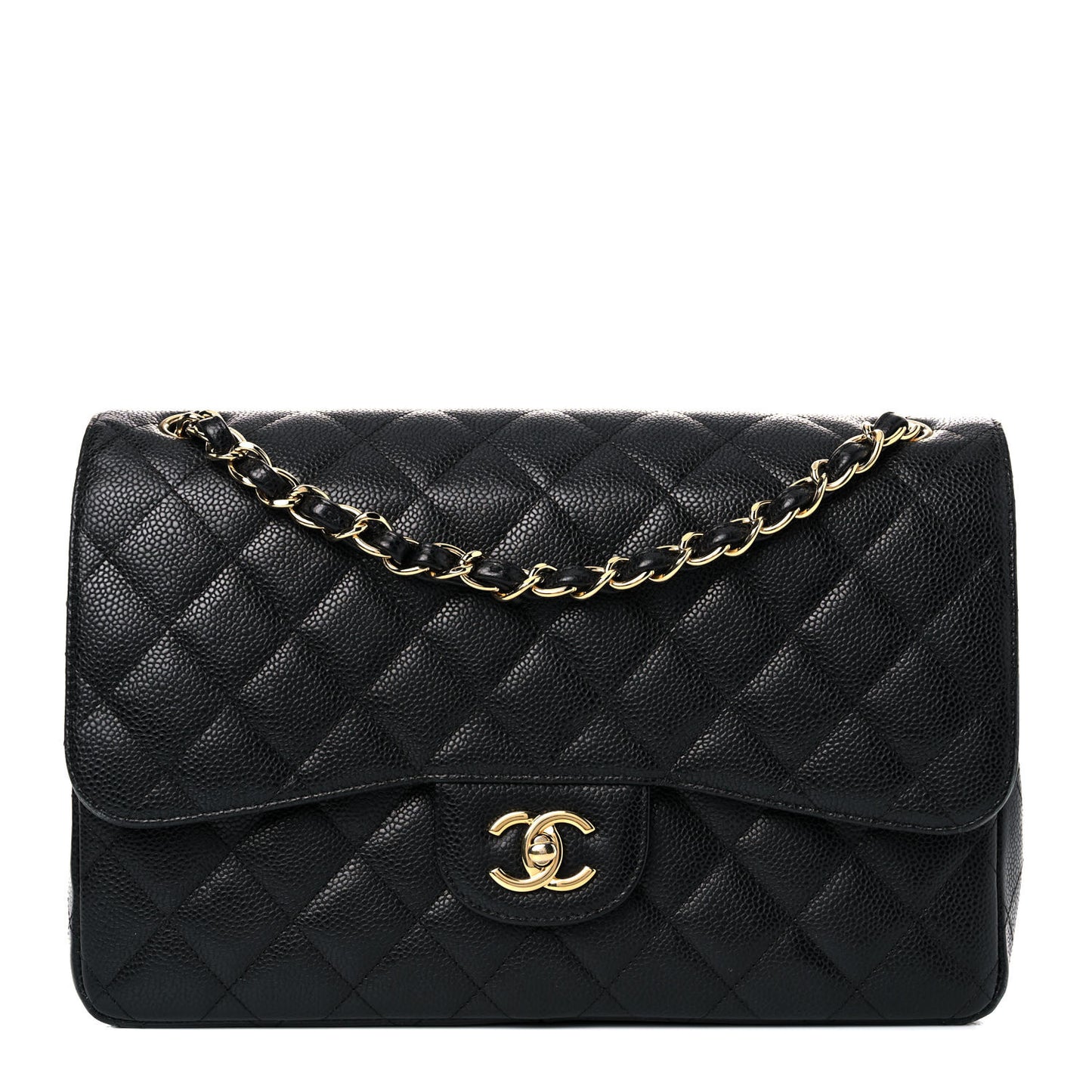 Caviar Quilted Jumbo Double Flap Black