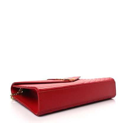 Saint Laurent Grain De Poudre Matelasse Chevron Large Monogram Satchel Lipstick Red 4 of 8