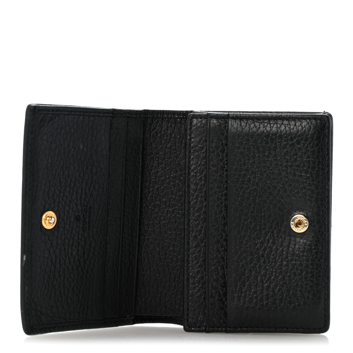 Pebbled Calfskin GG Marmont Card Case Black