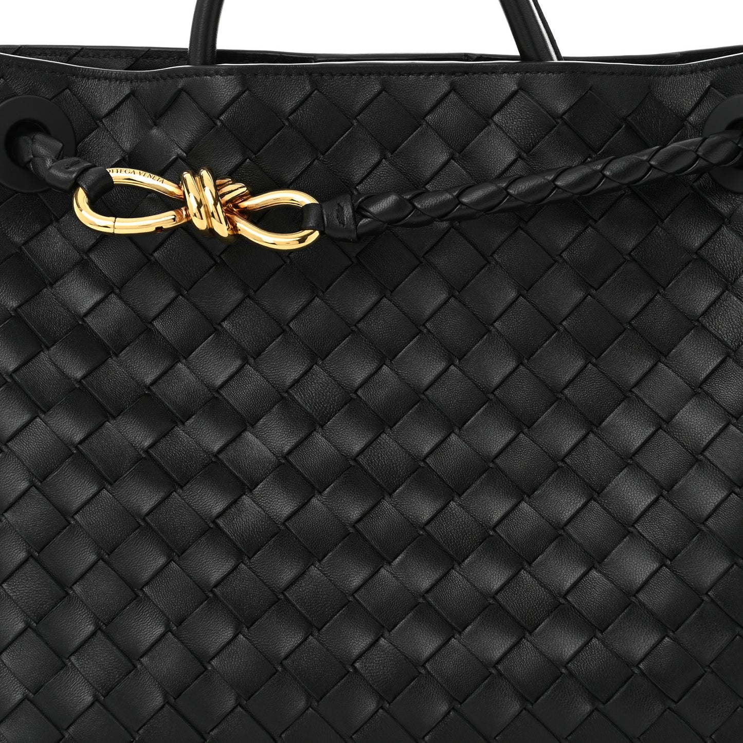 Nappa Intrecciato Medium Andiamo Shoulder Bag Black