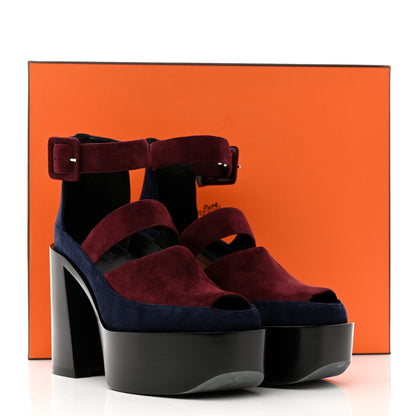 Hermes Suede Goatskin Hailey 70 Sandals 39 Marron Mahogany Marine 9 of 9