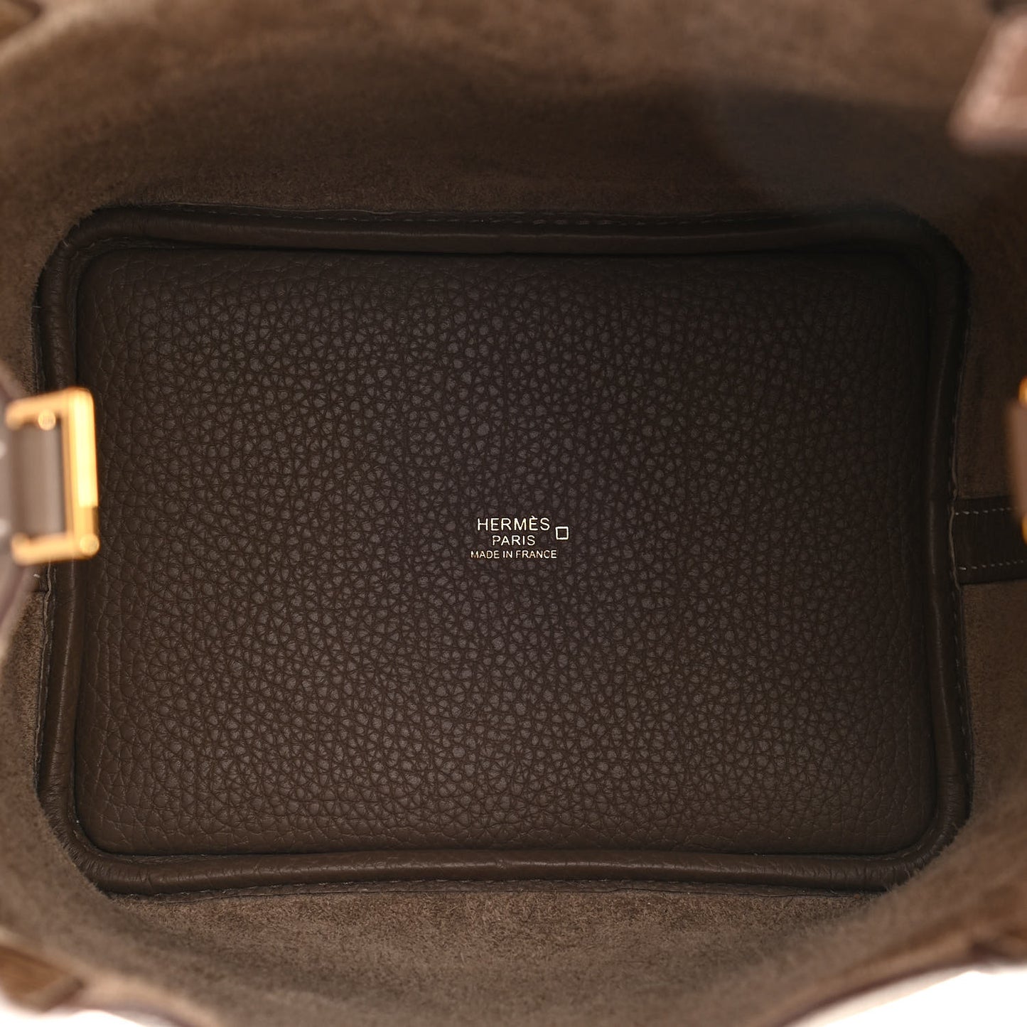 Taurillon Clemence Matte Alligator Picotin Lock Touch 18 PM Etoupe