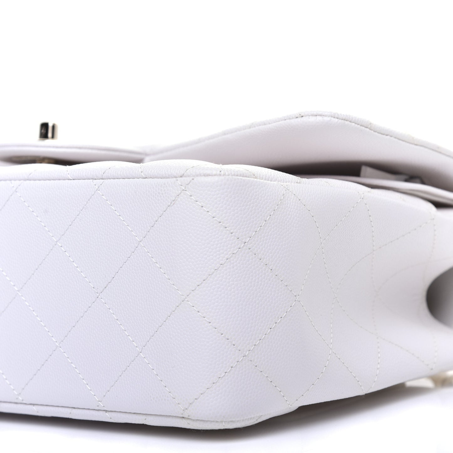 Caviar Quilted Jumbo Double Flap White