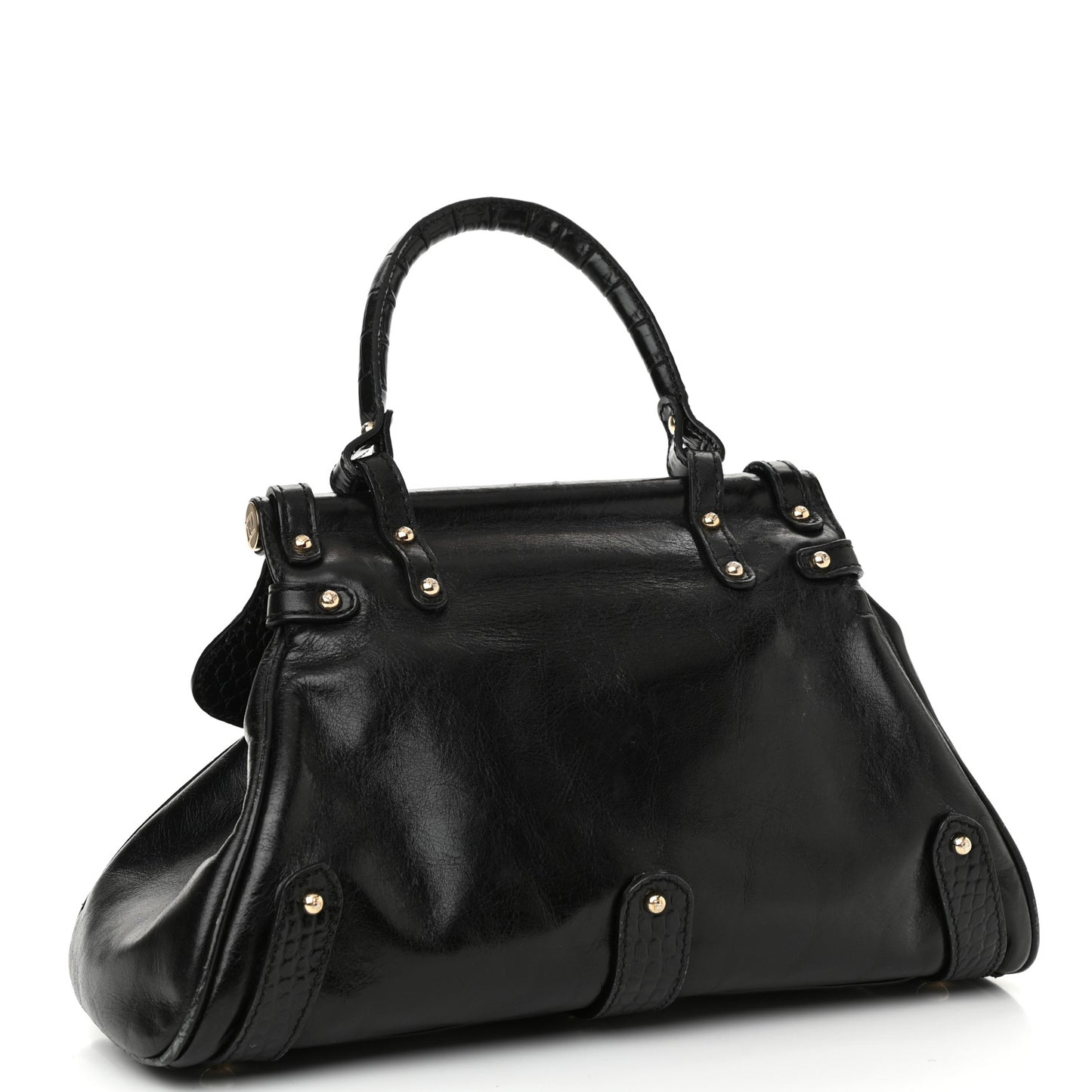 Lambskin Crocodile Embossed Small Magic Bag Black