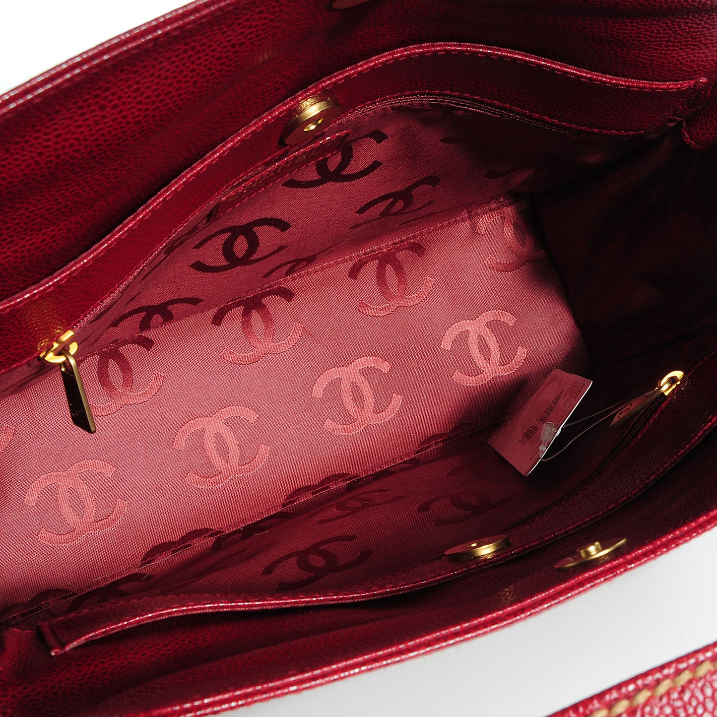 Caviar CC Stitched Tote Red