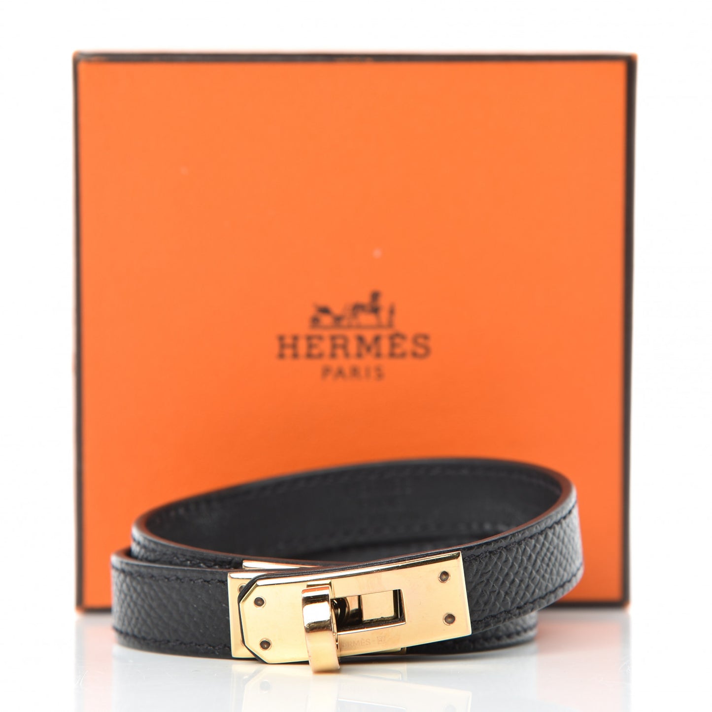 Epsom Kelly Double Tour Bracelet M Black