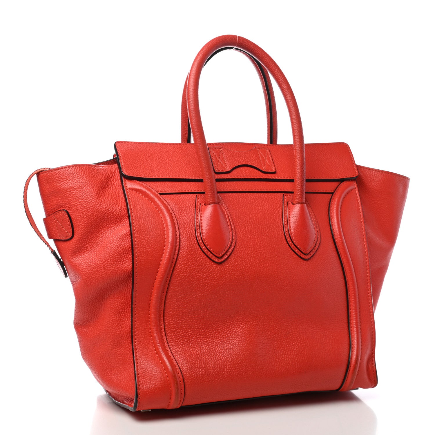 Celine Drummed Calfskin Mini Luggage Vermillion 3 of 10