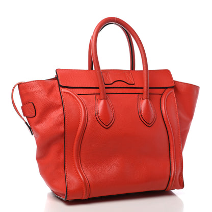 Celine Drummed Calfskin Mini Luggage Vermillion 3 of 10