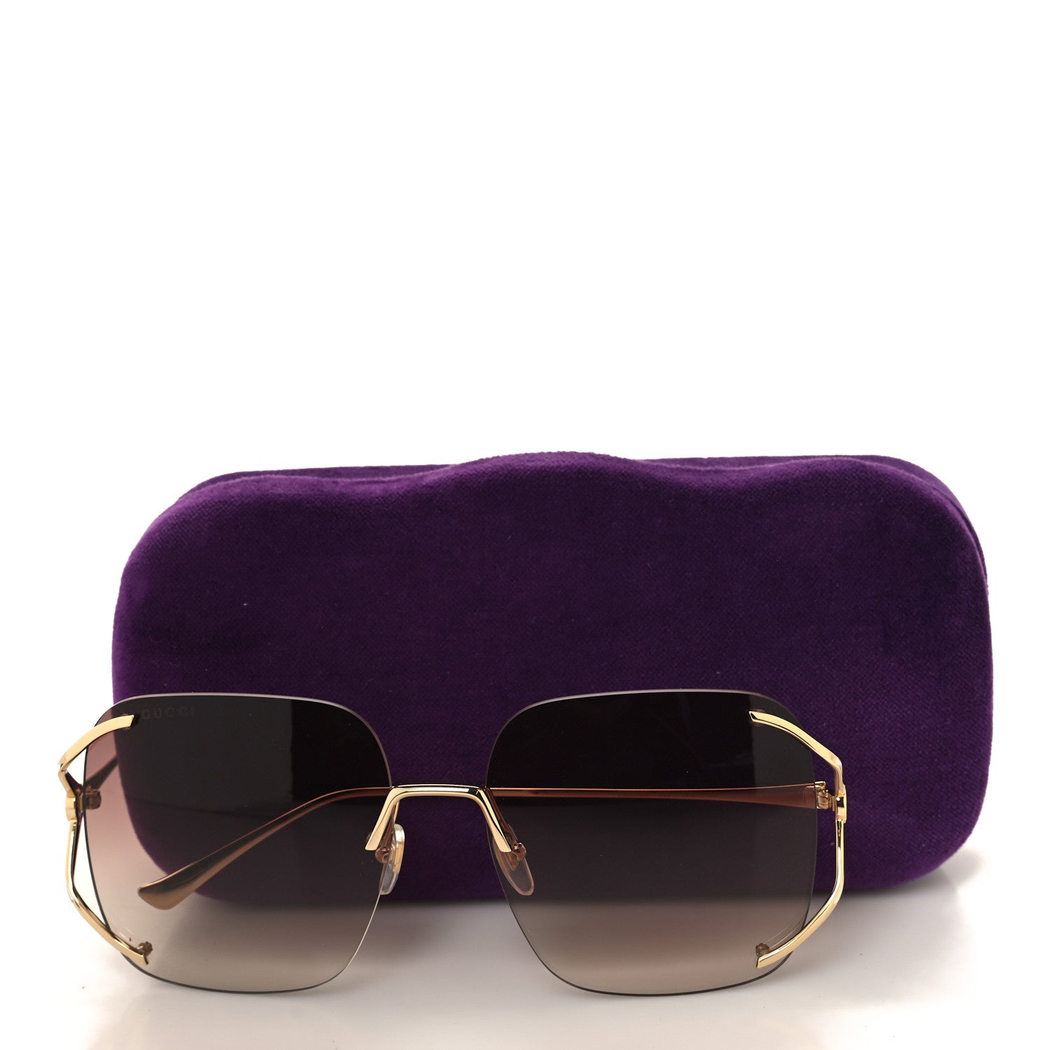 Gucci Metal Oversized Sunglasses GG0646S Gold Brown 7 of 7