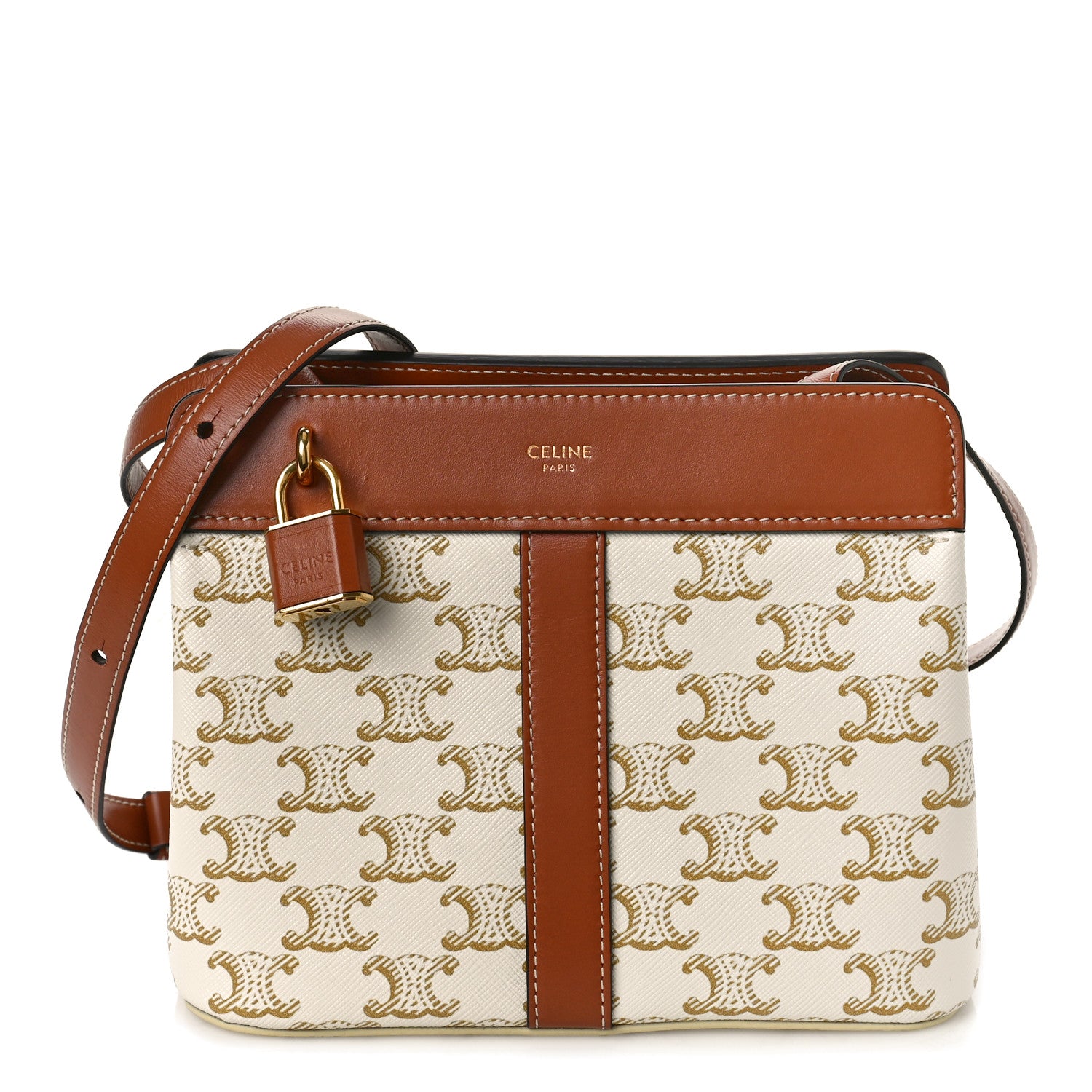 Celine Calfskin Canvas Triomphe Teen Cabas De France White 1 of 8