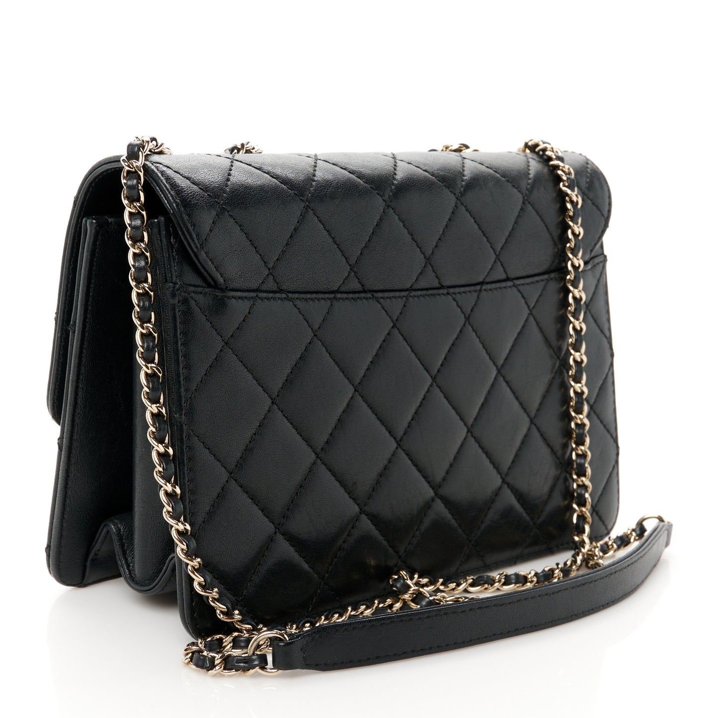 Sheepskin Quilted Beauty Lock Flap Black