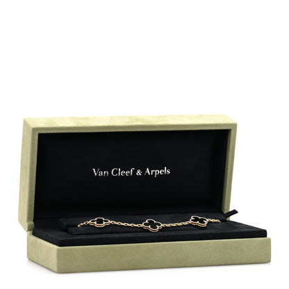 Van Cleef & Arpels 18K Yellow Gold Black Onyx 5 Motifs Vintage Alhambra Bracelet 4 of 4
