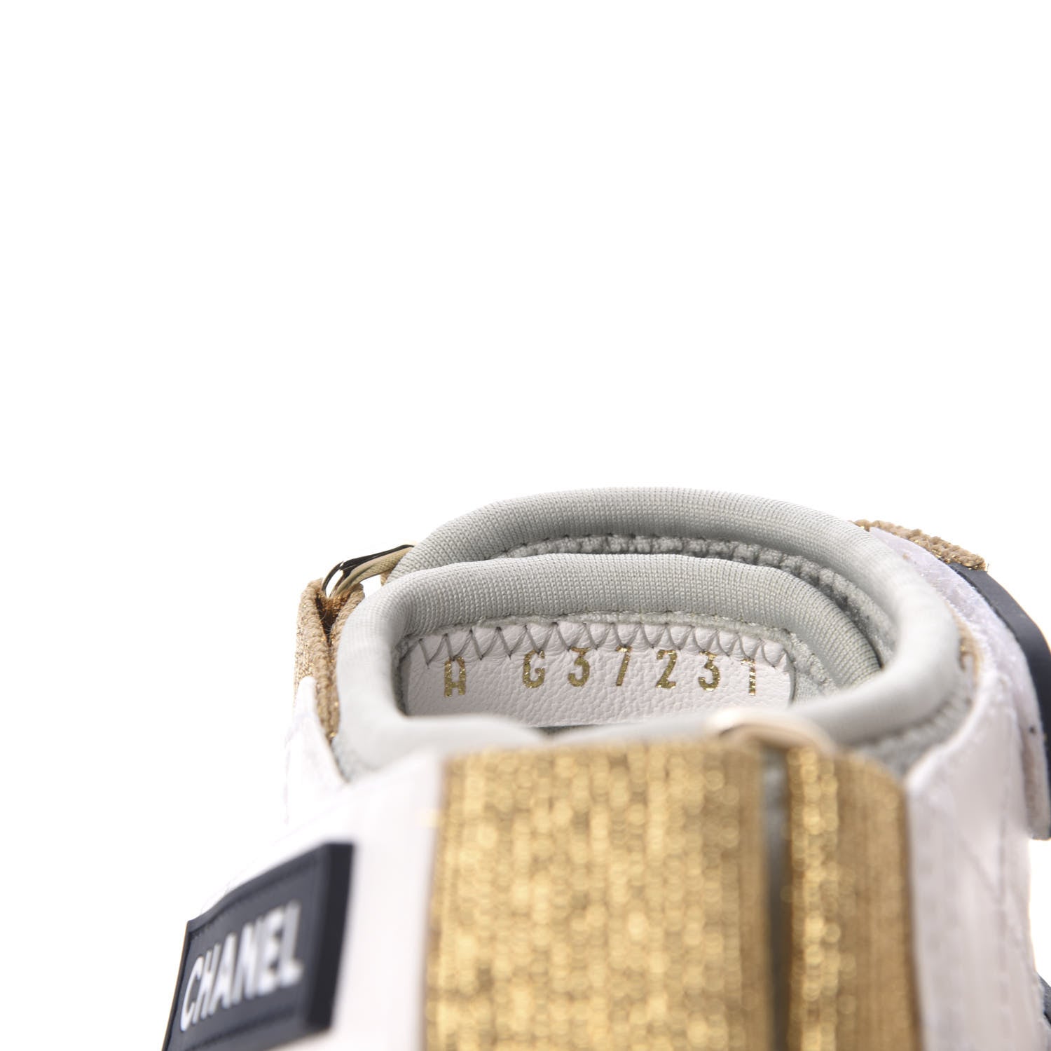 Chanel Goatskin Fabric Gladiator Sandals 36 White Light Grey Navy Blue 8 of 9