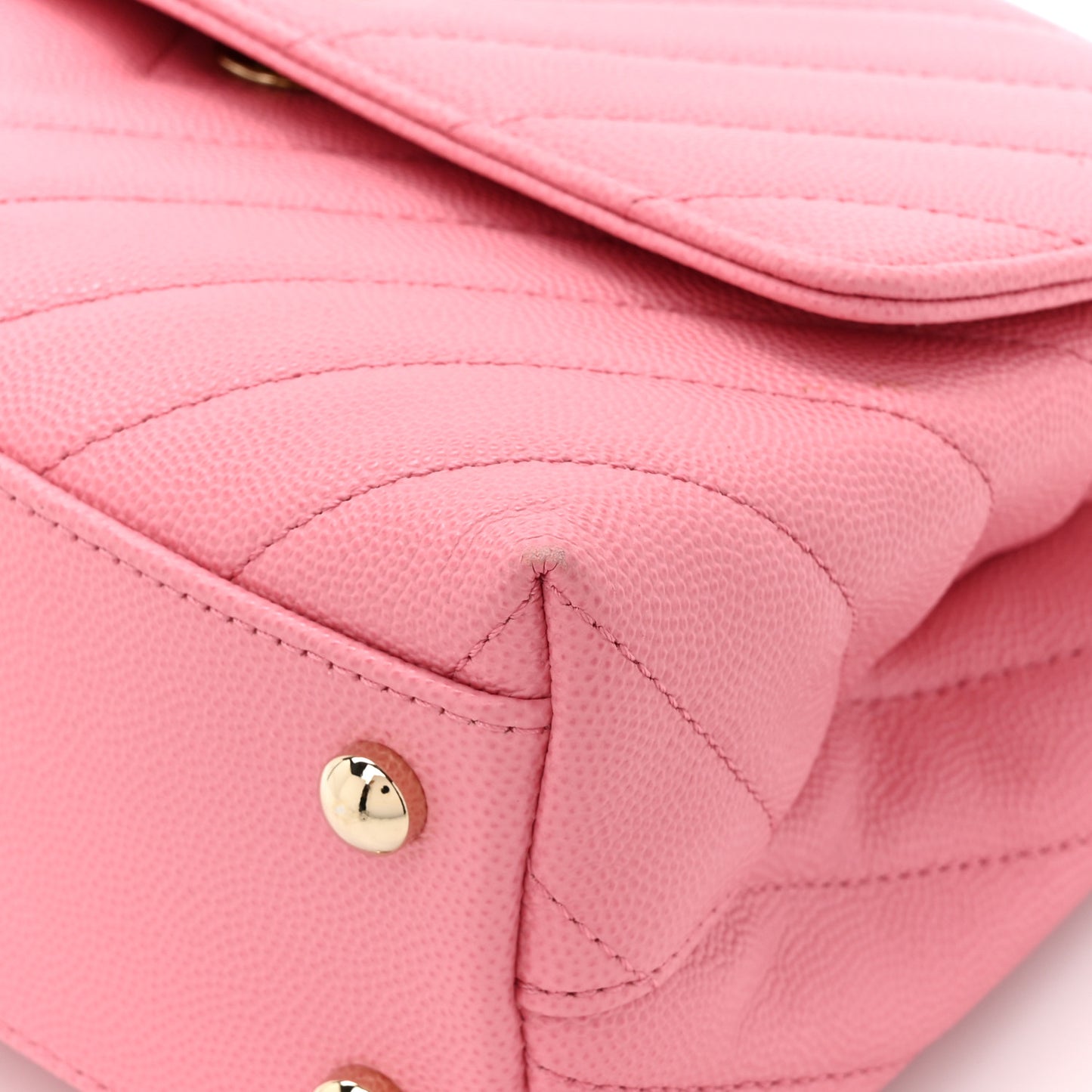 Caviar Chevron Quilted Mini Coco Handle Flap Pink
