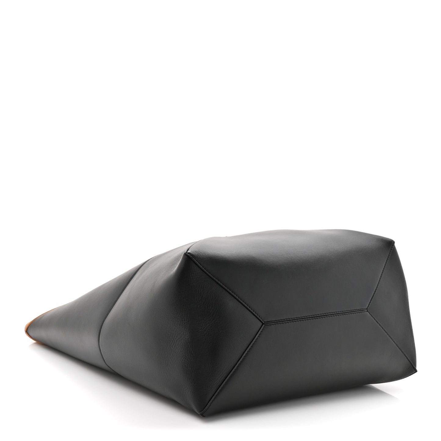 Shiny Calfskin Large  Puzzle Fold Tote Warm Desert Black