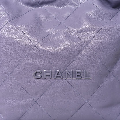 Chanel Shiny Caviar Quilted Monochrome Chanel 22 Light Purple 10 of 12