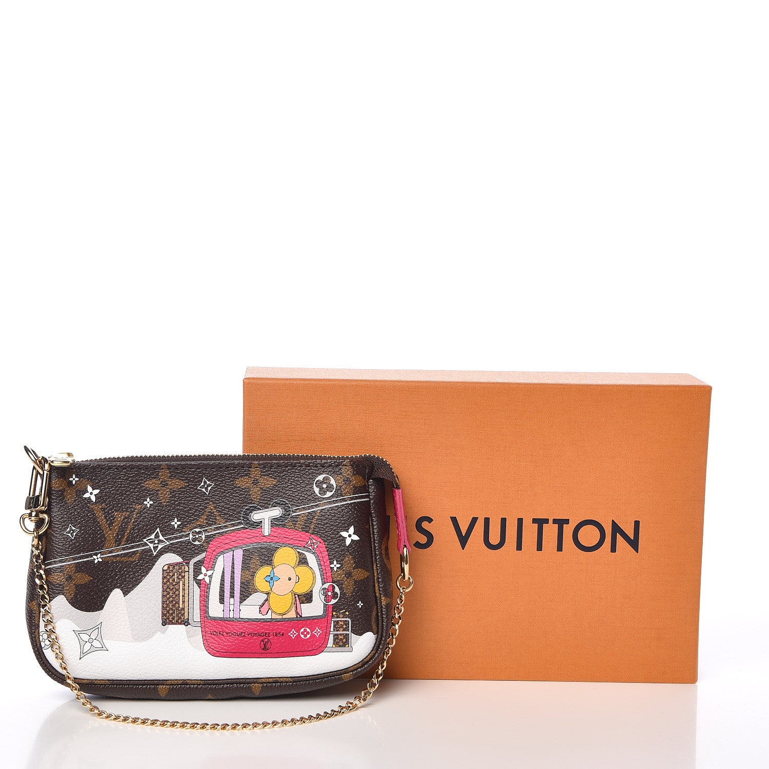Louis Vuitton Monogram 2019 Christmas Animation Mini Courchevel Pochette Accessories Fuchsia 8 of 8