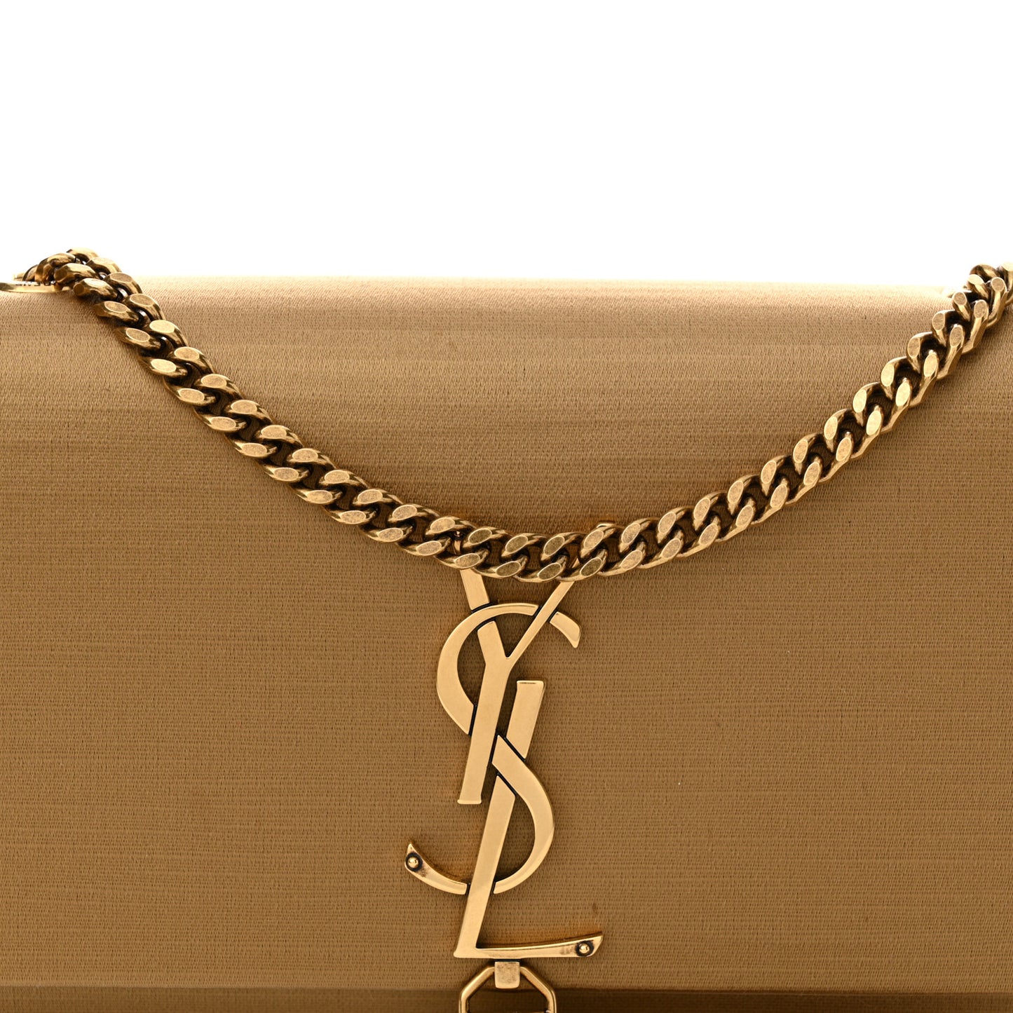 Satin Small Classic Monogram Kate Tassel Satchel Sahara Beige