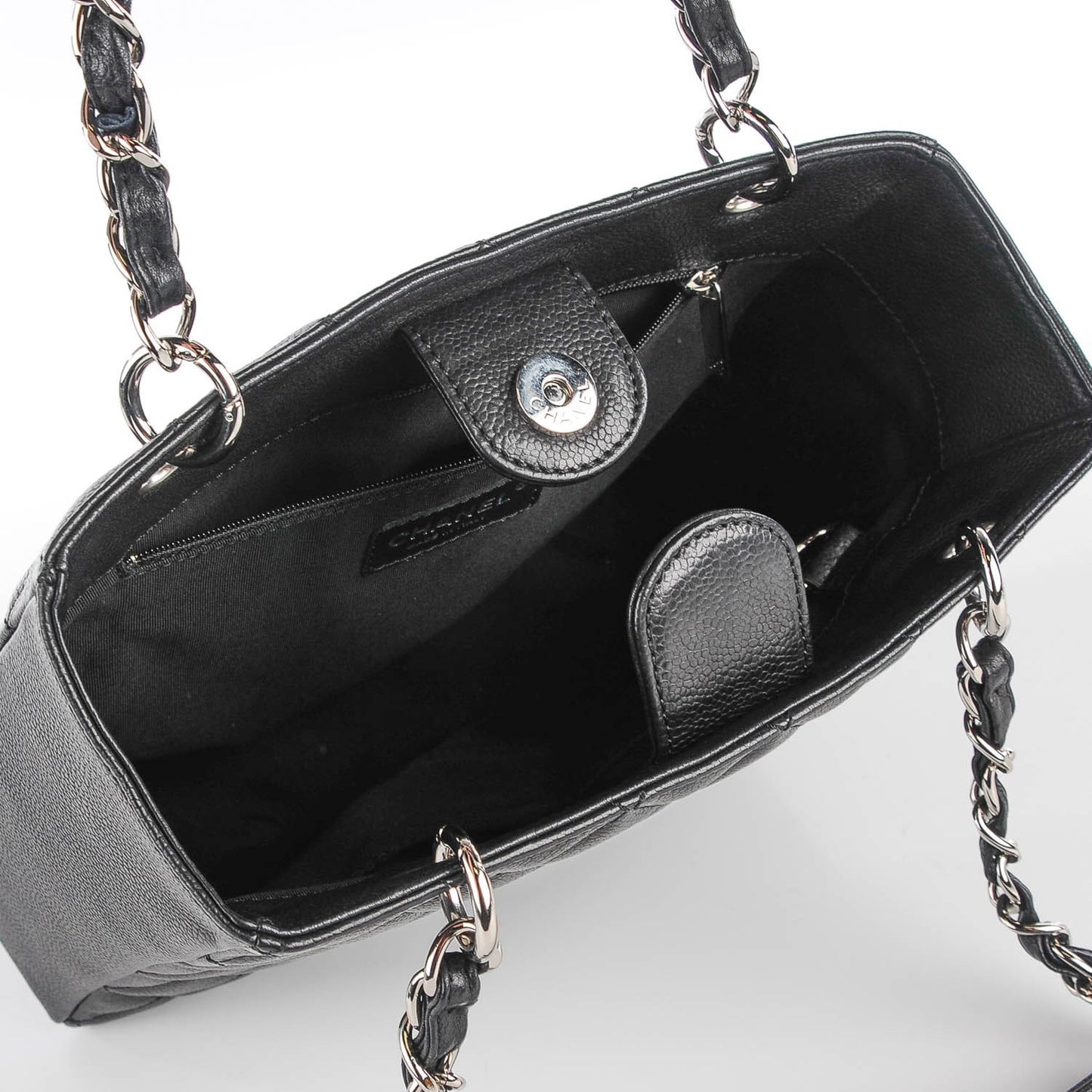 Caviar Quilted Petit Shopping Tote PST Black