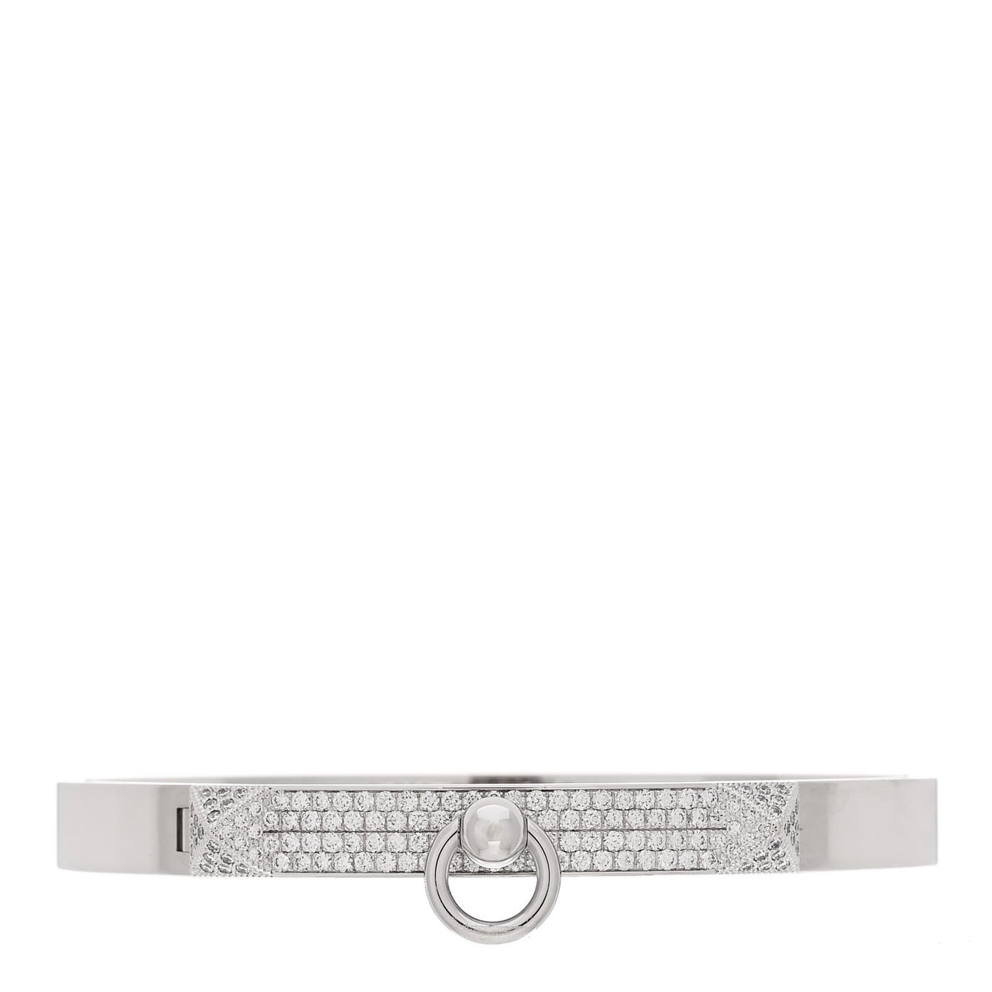 18K White Gold Pave Diamond PM Collier De Chien Bracelet SH