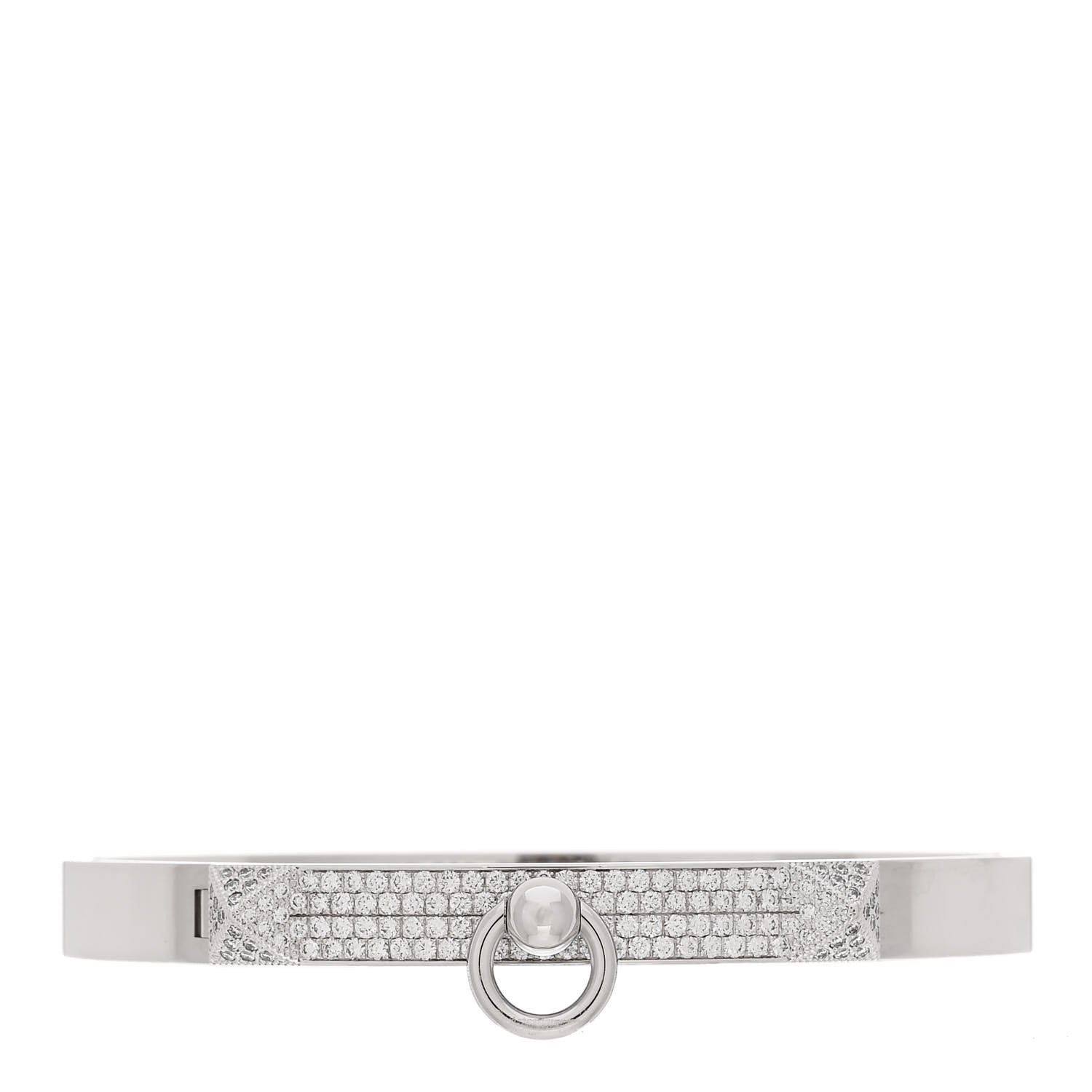 Hermes 18K White Gold Pave Diamond PM Collier De Chien Bracelet SH 1 of 3