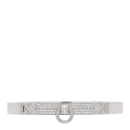 Hermes 18K White Gold Pave Diamond PM Collier De Chien Bracelet SH 1 of 3