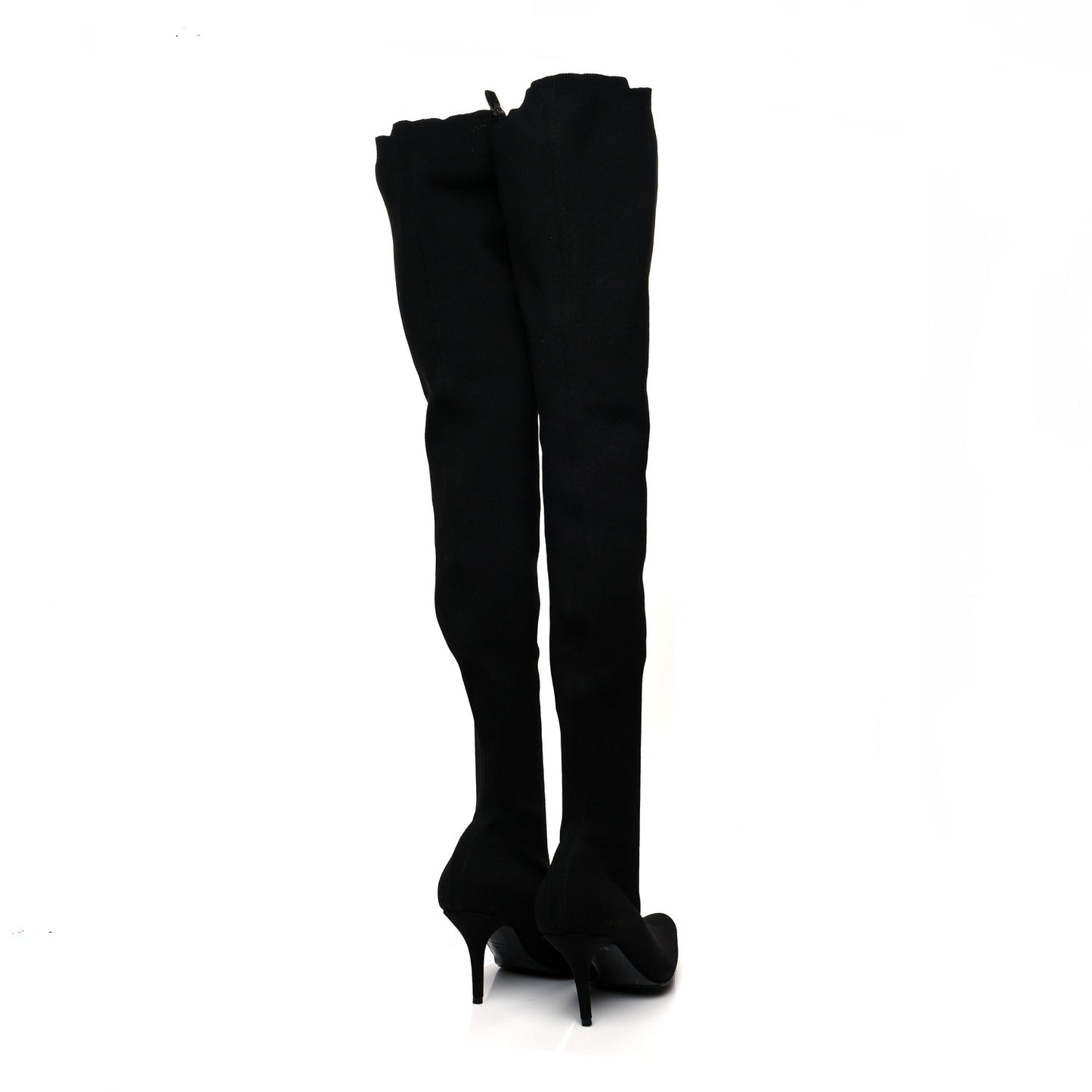 Spandex Round Toe Knife Thigh High Boots 40 Black