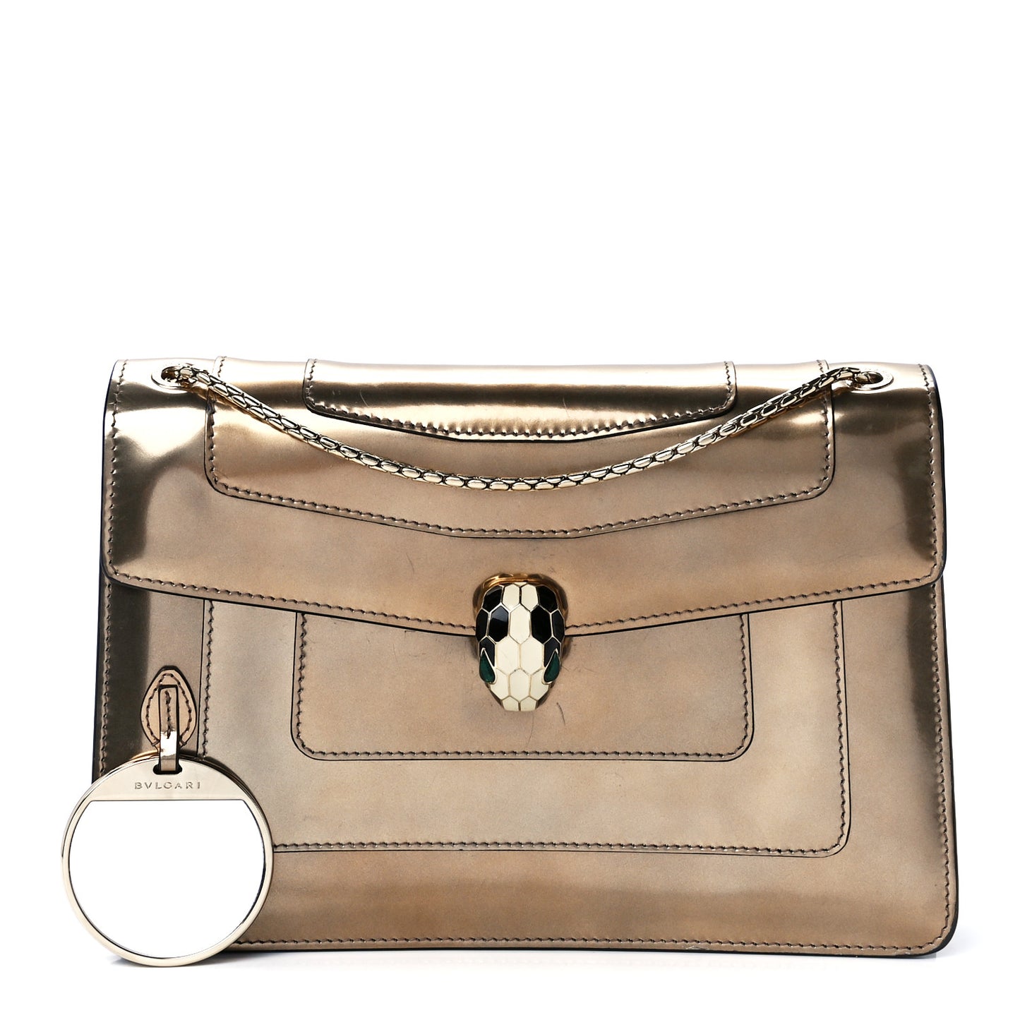 Metallic Calfskin Serpenti Forever Crossbody Bag Bronze