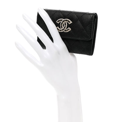 Chanel Caviar Quilted Crystal CC Flap Card Holder Black 2 of 10