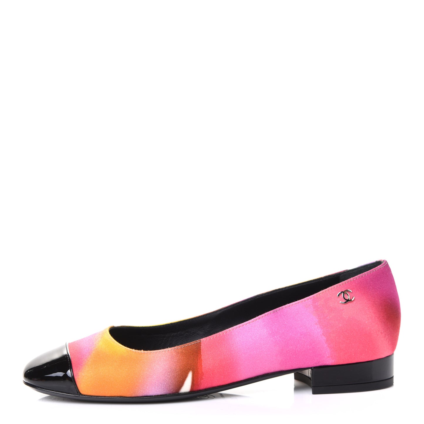 Fabric Patent Printed CC Cap Toe Ballerina Flats 36 Multicolor