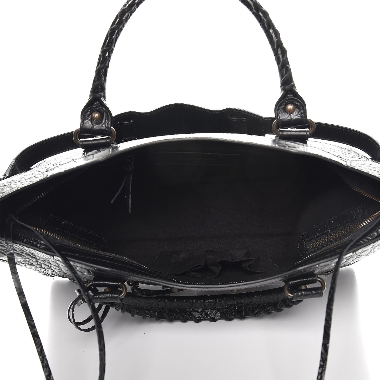 Calfskin Crocodile Embossed Classic Hardware City Black