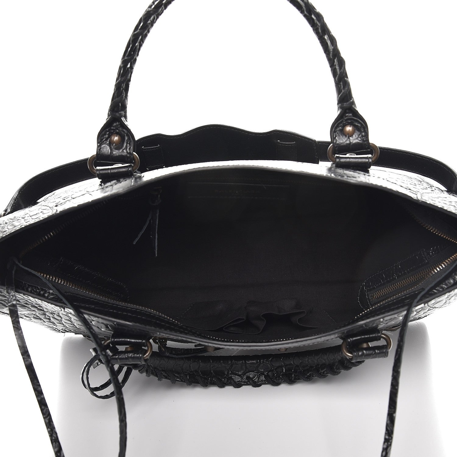 Balenciaga Calfskin Crocodile Embossed Classic Hardware City Black 6 of 10