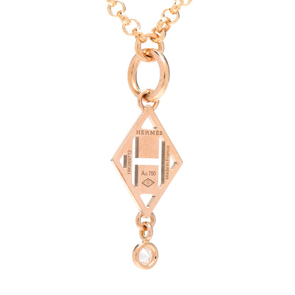 Hermes 18K Rose Gold Diamond Gambade Pendant Necklace 5 of 6