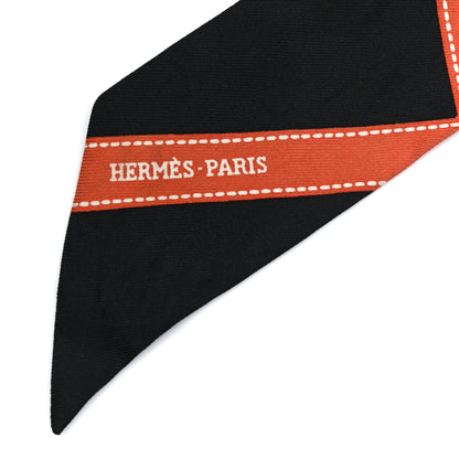 Hermes Silk Bolduc Twilly Black Orange 4 of 4