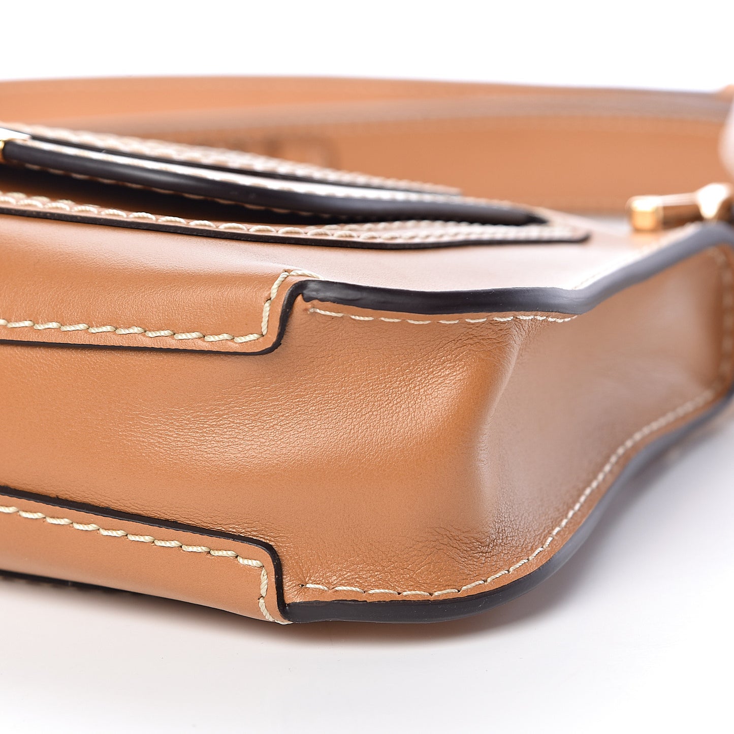 Shiny Calfskin Marcie Saddle Shoulder Bag Autumnal Brown