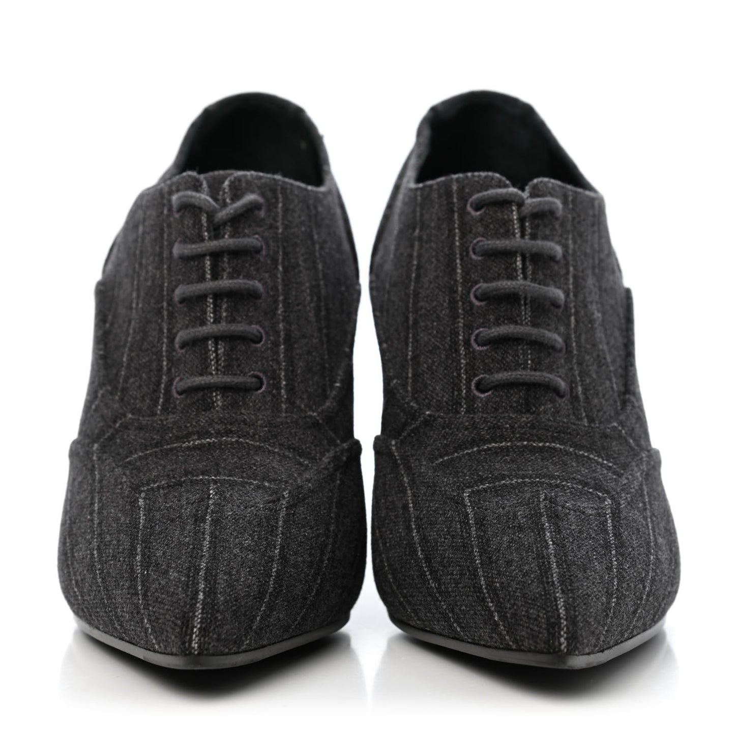 Fabric Lace Up Ankle Booties 37 Grey