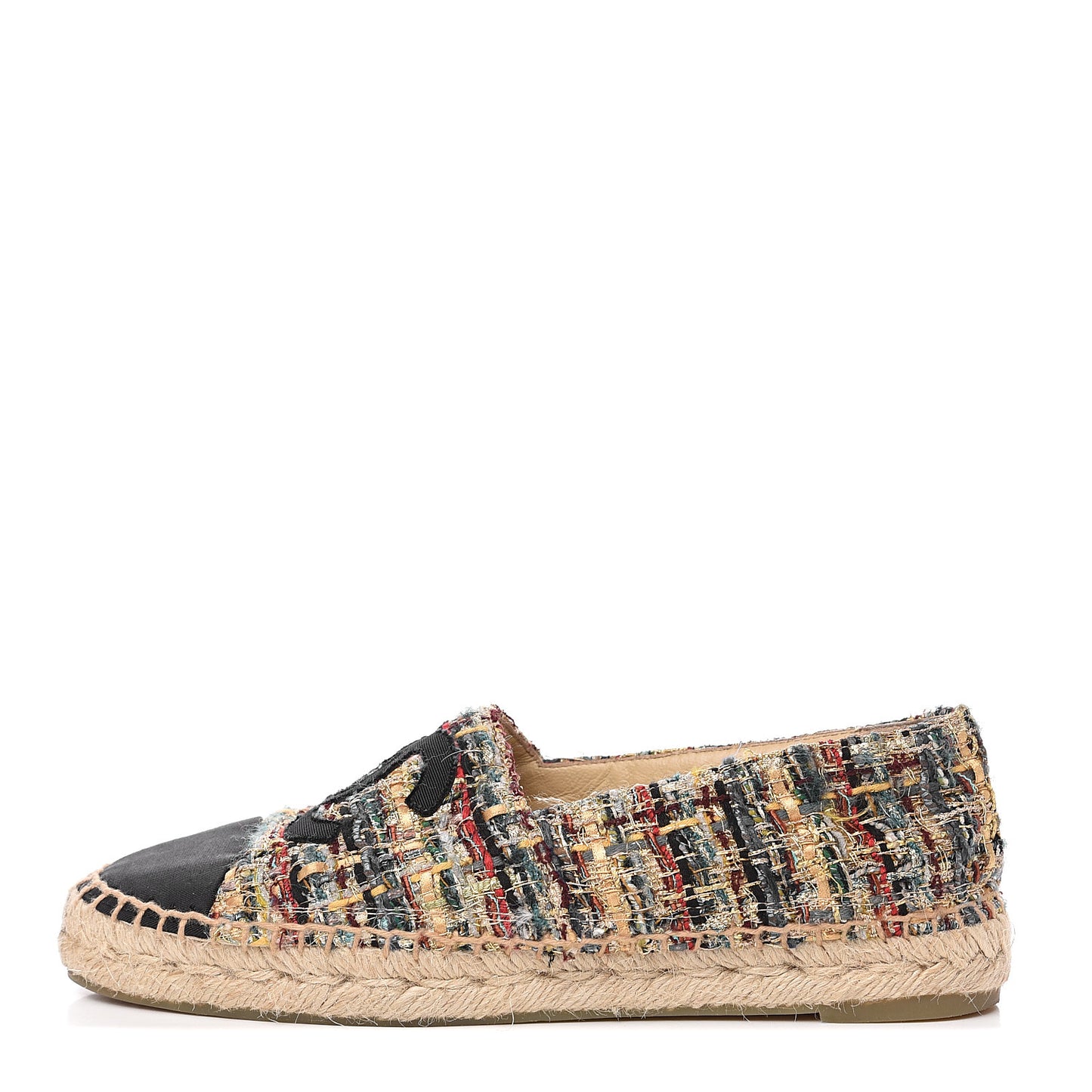 Tweed Grosgrain CC Espadrilles 37 Multicolor