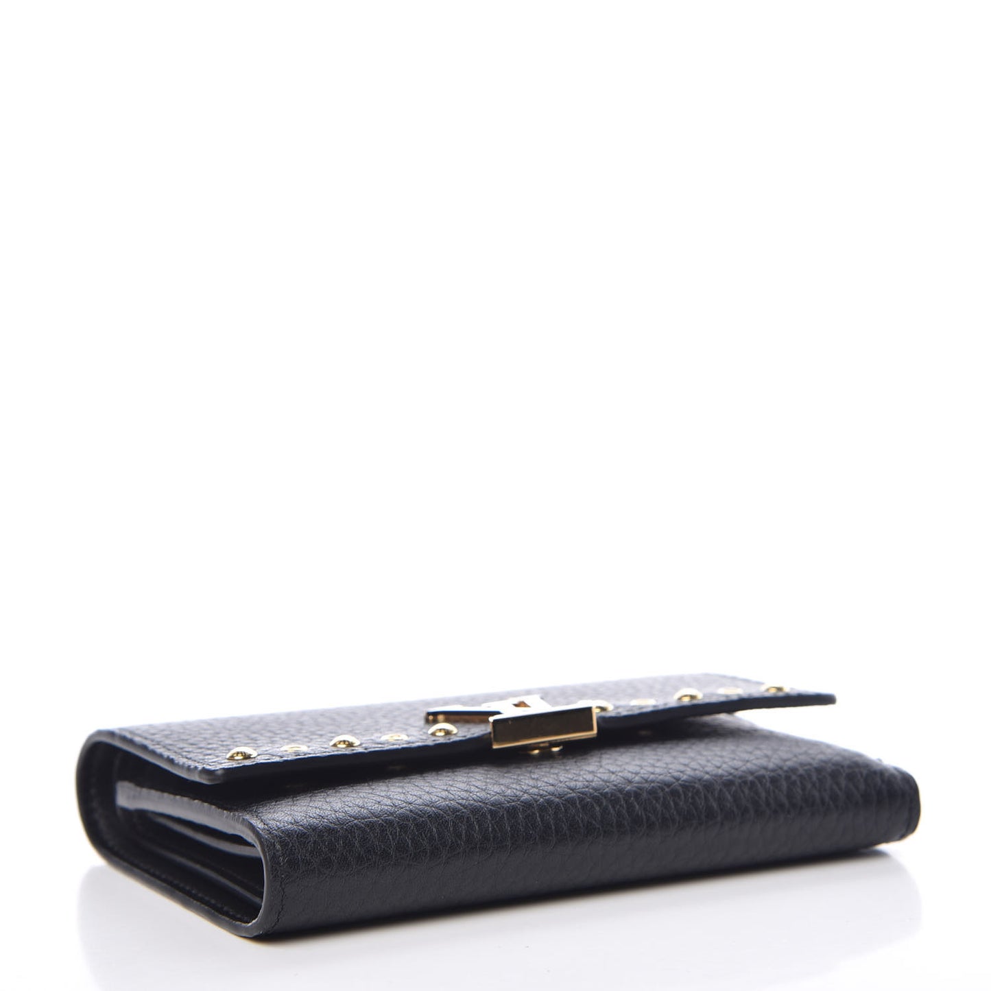 Taurillon Capucines Studded Compact Wallet Black