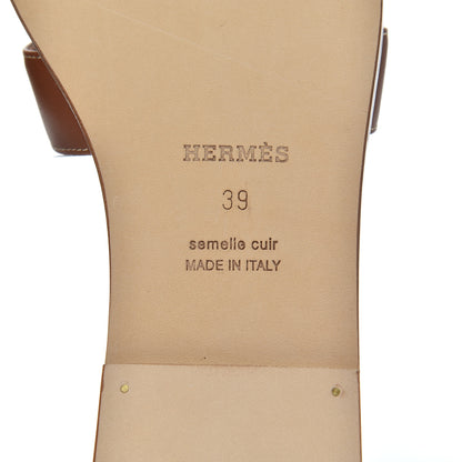 Hermes Box Calfskin Oran Sandals 39 Gold 7 of 14