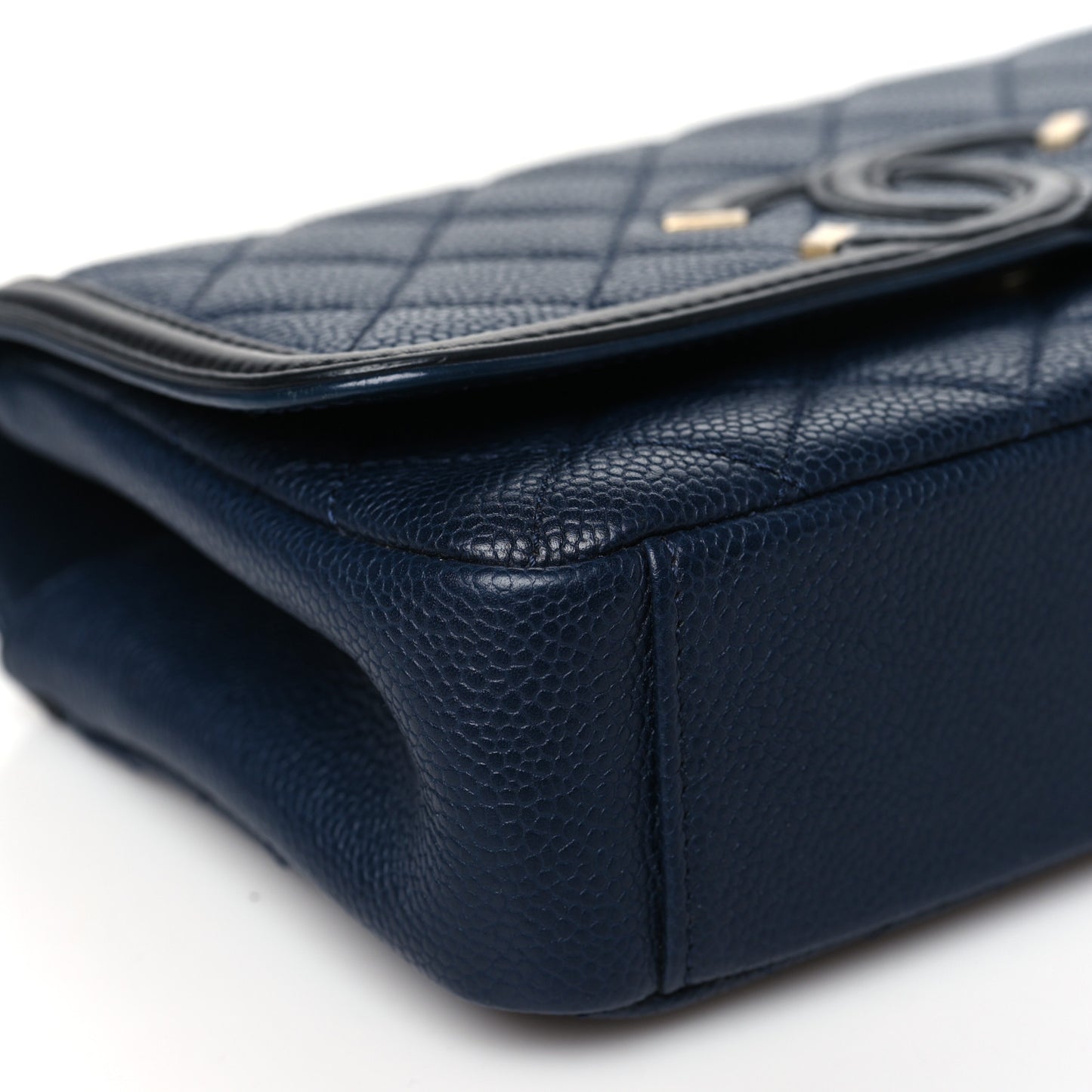 Caviar Quilted Small CC Filigree Flap Navy Black