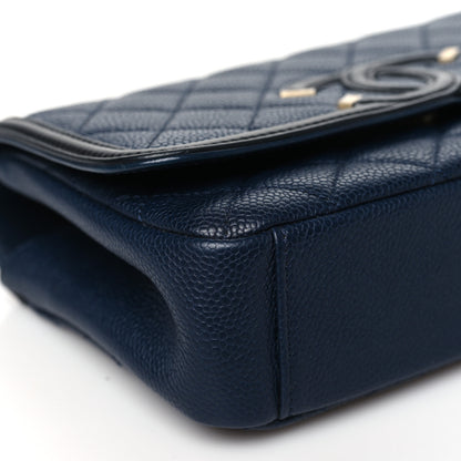 Chanel Caviar Quilted Small CC Filigree Flap Navy Black 9 of 10