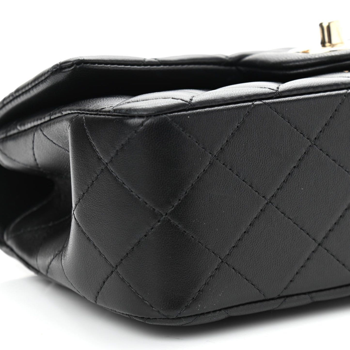 Lambskin Quilted Mini Lion Charm Top Handle Rectangular Flap Black