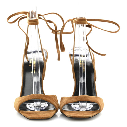 Saint Laurent Suede Paz 105 Ankle Strap Sandals 35 Cachemire Light Brown 3 of 10