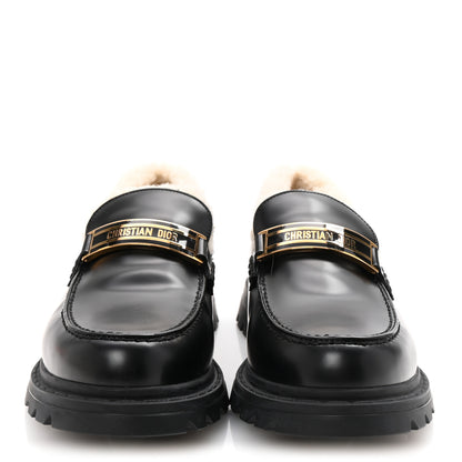Christian Dior Brushed Calfskin Shearling Dior Code Lug Sole 15mm Loafers 41 Black Natural 3 of 9