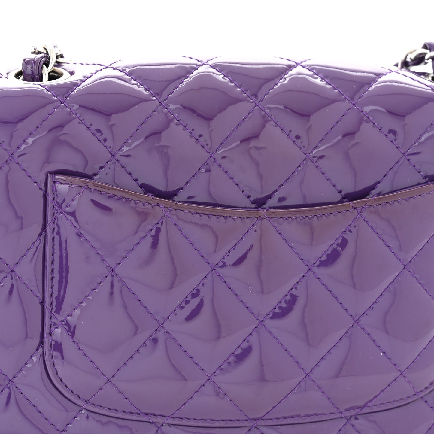 Patent Quilted Mini Rectangular Flap Purple
