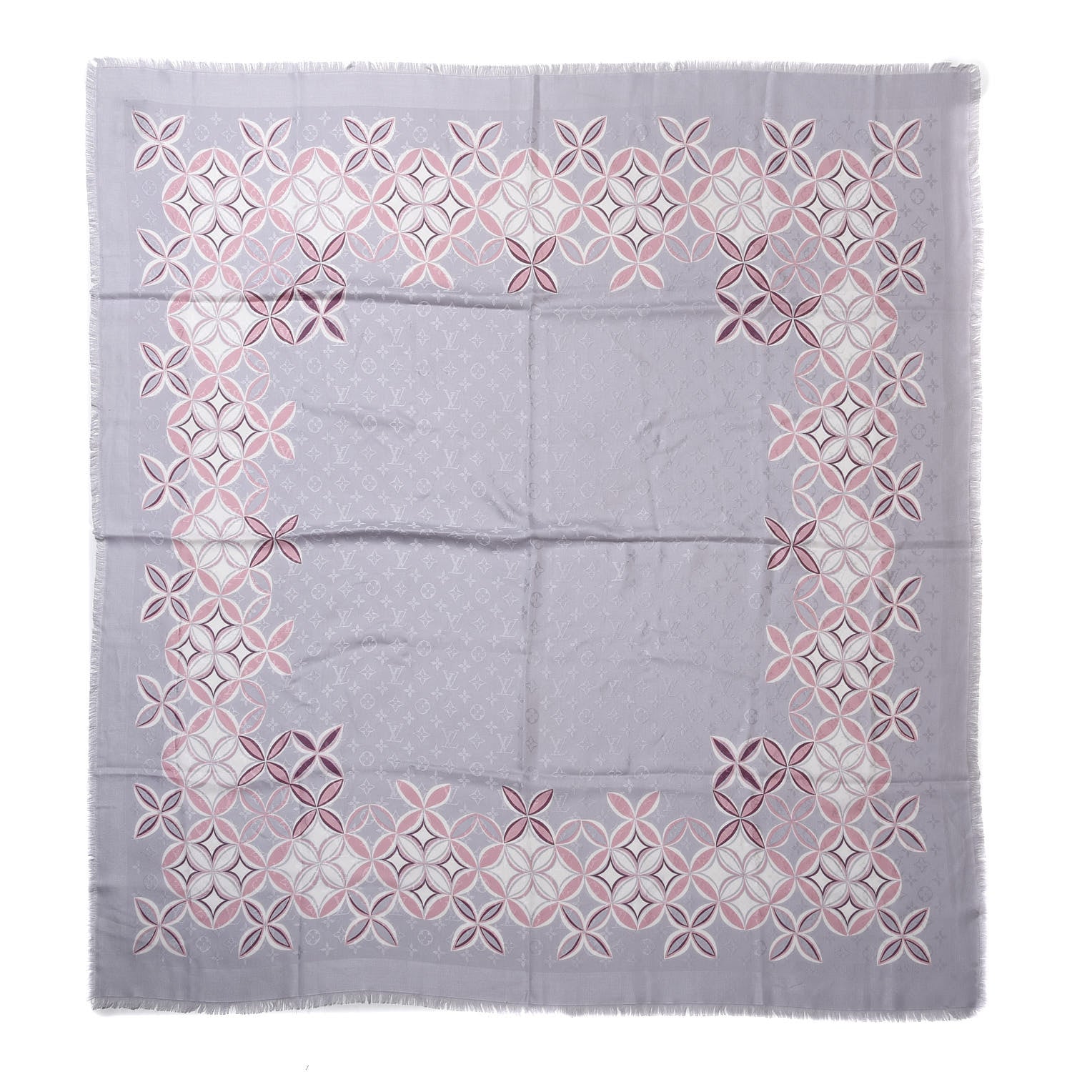 Louis Vuitton Silk Wool Flowergram Monogram Shawl Light Pink 1 of 3