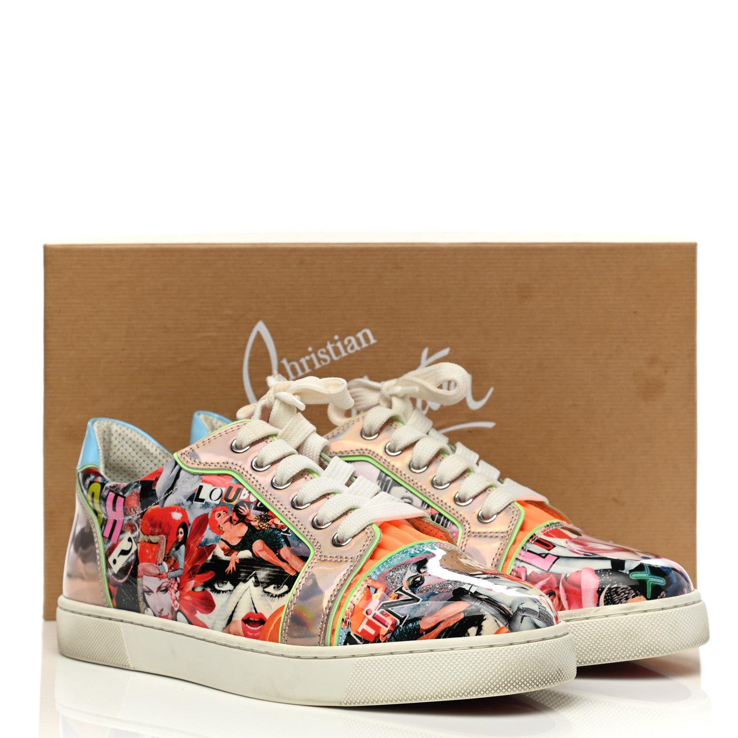 Christian Louboutin Calfskin Vieira Print Womens Orlato Flat Sneakers 39.5 Multicolor 12 of 12